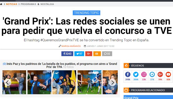 Noticia sobre la vuelta de 'El Grand Prix'