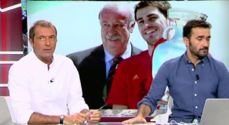 Manu Carreño y Juanma Castaño cuando conducían juntos 'Deportes Cuatro'