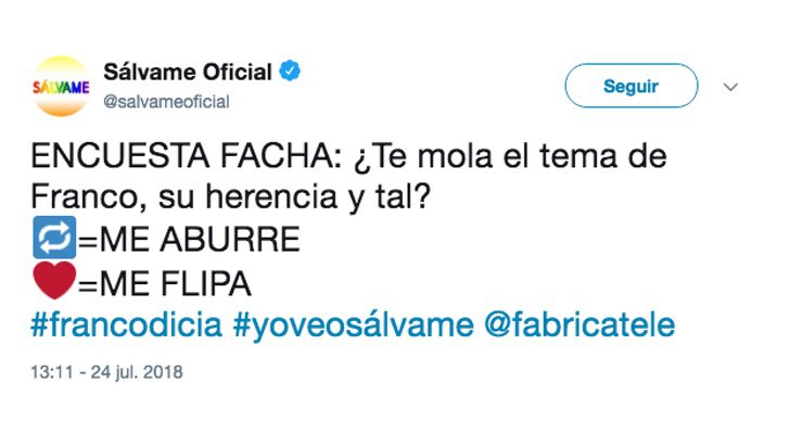 Encuesta publicada en el Twitter oficial de &#39;Sálvame&#39;