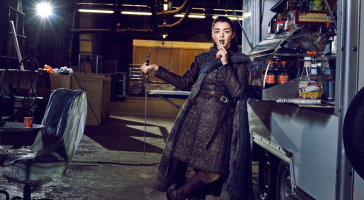 Maisie Williams en el set de grabación de 'Juego de Tronos'