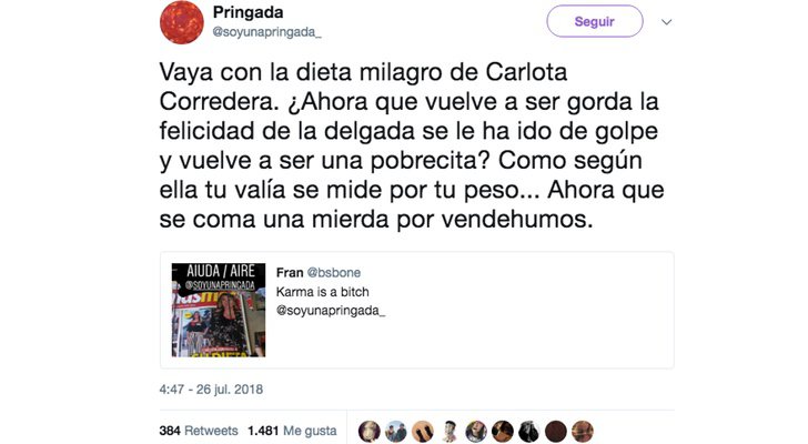 Soy Una Pringada vuelve a criticar a Carlota Corredera