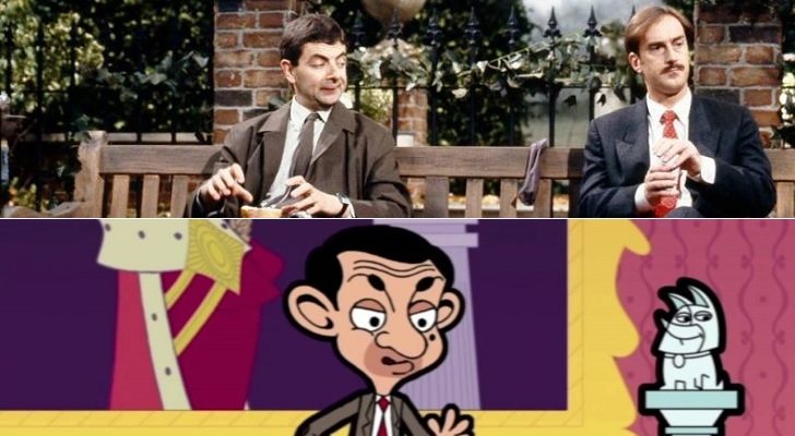 Arriba, 'Mr. Bean' en acción real; abajo, la versión animada