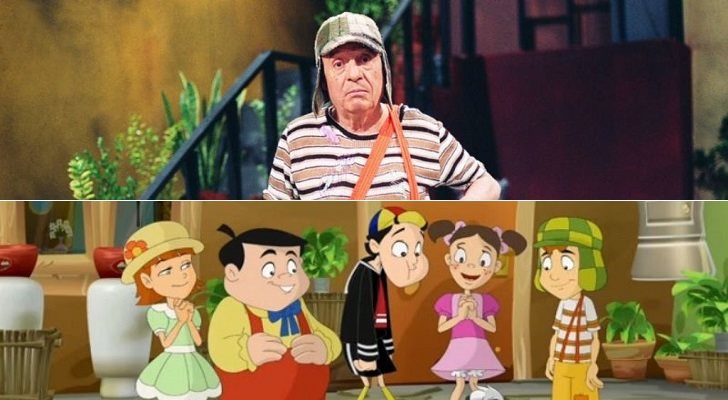Arriba, &#39;El chavo del ocho&#39; en acción real; abajo, la serie animada de 2006