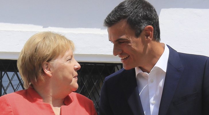 Angela Merkel y Pedro Sánchez durante la visita de la canciller a España