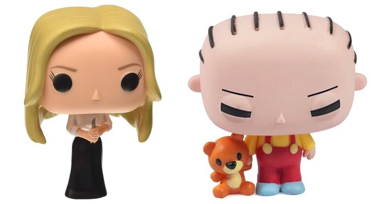 Funko de Cordelia de 'American Horror Story' y funko de Stewie de 'Padre de familia'