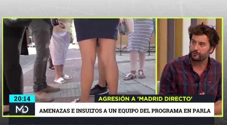 Jorge Limia, reportero, contando en 'Madrid Directo' la agresión que sufrió el equipo