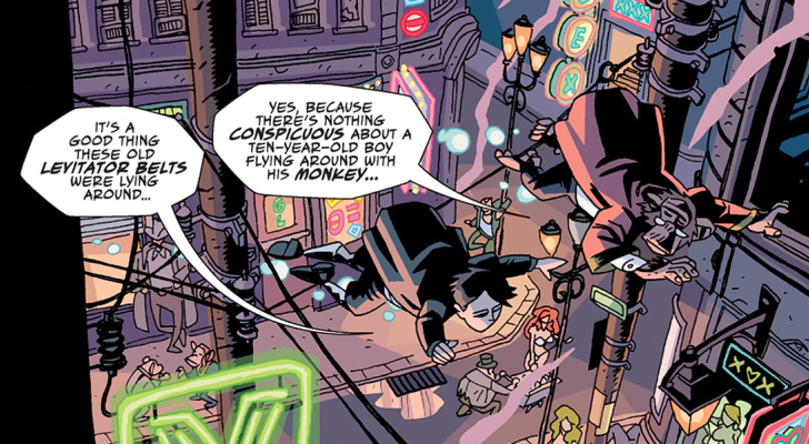 Número Cinco y Pogo vuelan por la ciudad