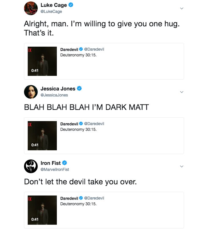 Las respuestas de Luke Cage, Jessica Jones y Iron Fist a la publicación de Daredevil