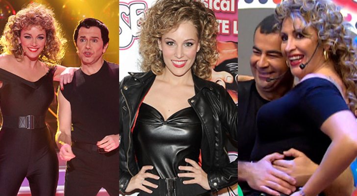Anna Simón y Santiago Segura, Edurne y Jorge Javier Vázquez y Raquel Mosquera, caracterizados como los protagonistas de "Grease"