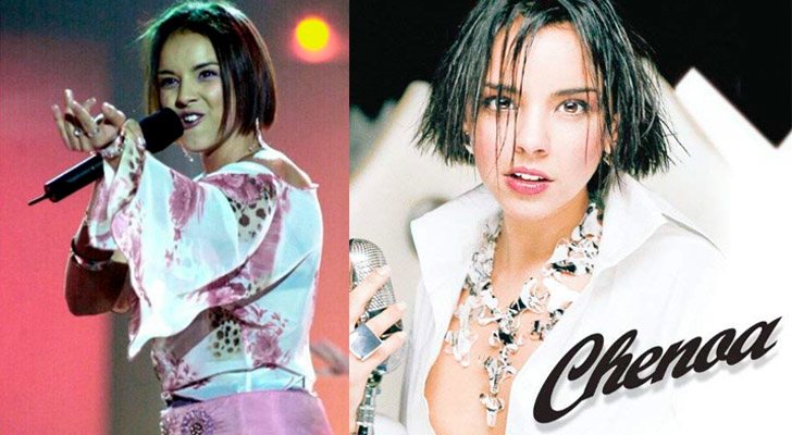 A la izquierda, Chenoa en &#39;Operación Triunfo&#39;. A la derecha, la portada de &quot;Chenoa&quot;, su primer disco