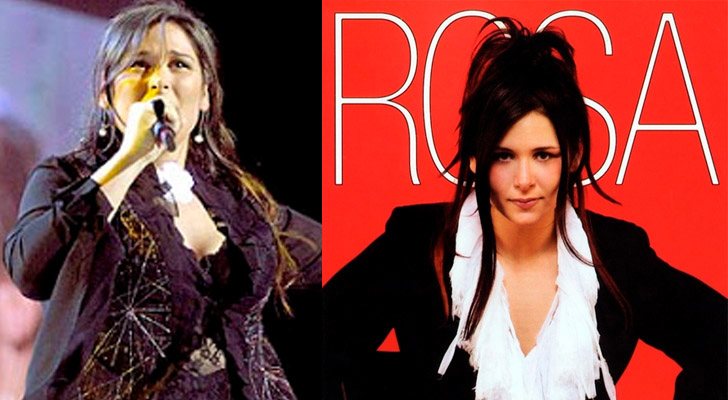 A la izquierda, Rosa en &#39;Operación Triunfo&#39;. A la derecha, la portada de &quot;Rosa&quot;, su primer disco
