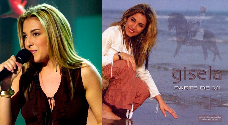A la izquierda, Gisela en &#39;Operación Triunfo&#39;. A la derecha, la portada de &quot;Parte de mí&quot;, su primer disco