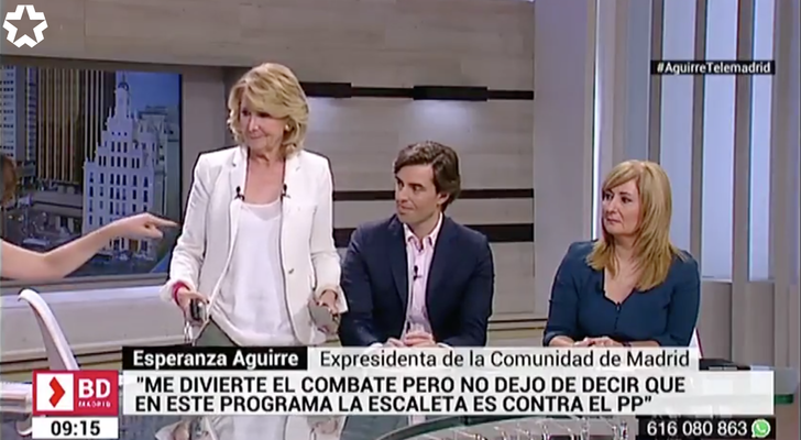 Esperanza Aguirre abandona el plató de Telemadrid