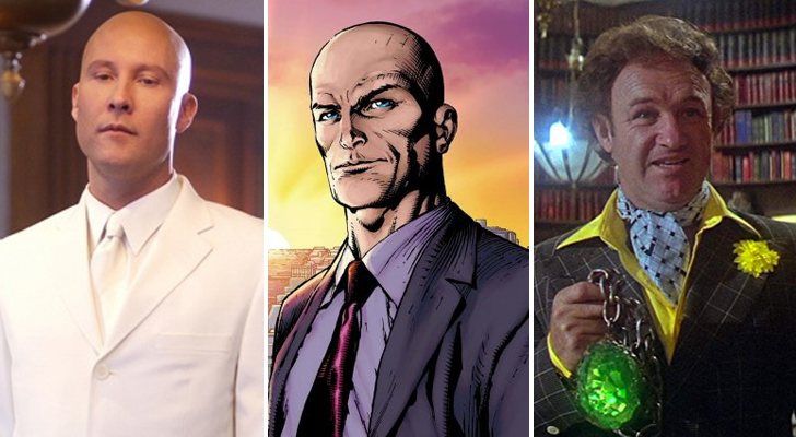 Michael Rosenbaum como Lex Luthor en 'Smallville' frente a una de las versiones de los cómics y la versión de Gene Hackman en "Superman"