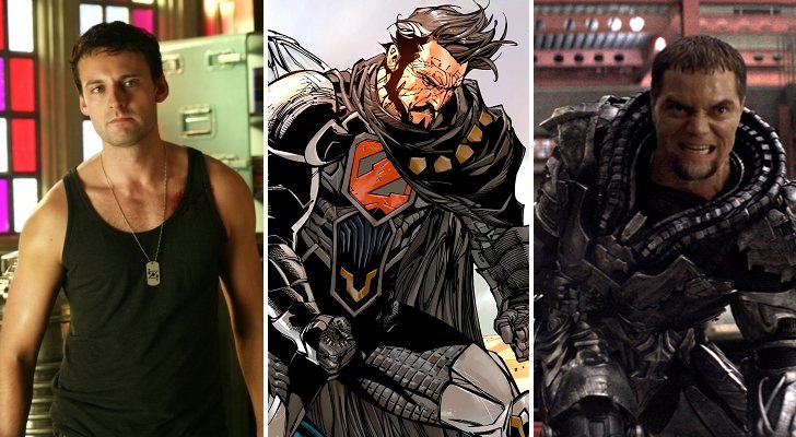 Callum Blue como Zod en 'Smallville', frente a algunas de las versiones de los cómics y películas