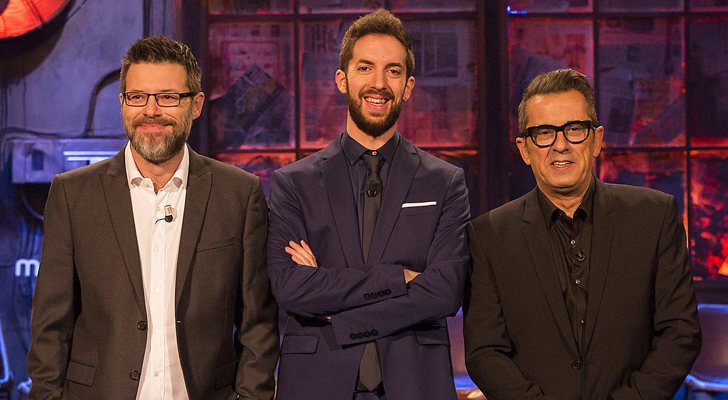 Quequé junto a sus compañeros de Movistar David Broncano y Andreu Buenafuente