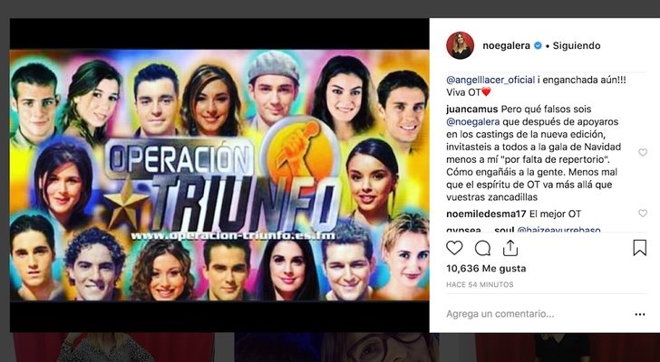 El mensaje de apoyo de Noemí Galera en su cuenta de Instagram