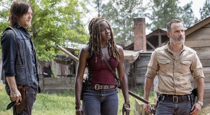 Daryl, Michonne y Rick de 'The Walking Dead', interpretados por Norman Reedus, Danai Gurira y Andrew Lincoln