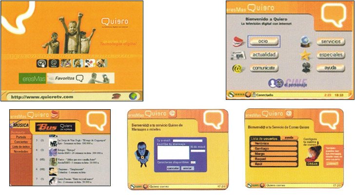 Servicios de acceso a internet de Quiero TV: portal de bienvenida, correo electrónico, envío de SMS y foros.