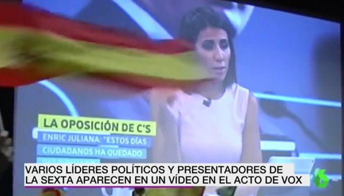 Ana Pastor, en el vídeo proyectado por Vox en Sevilla