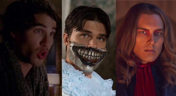Darren Criss, Finn Wittrock y Cody Fern en sus anteriores papeles de 'American Horror Story'