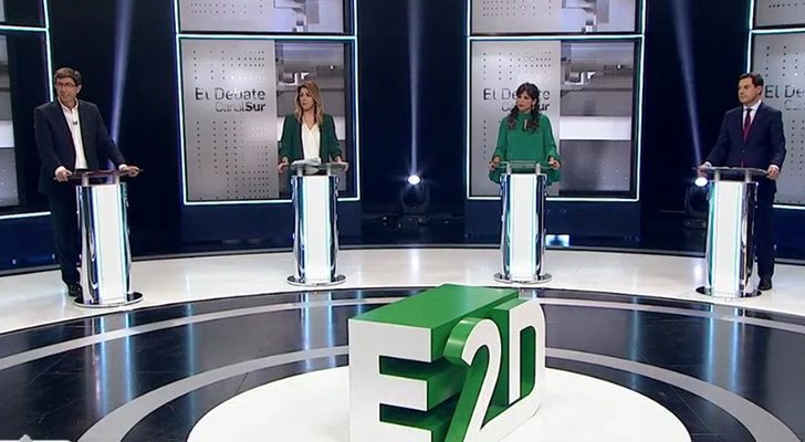 Juan Marín, Susana Díaz, Teresa Rodríguez y Juanma Moreno en el debate