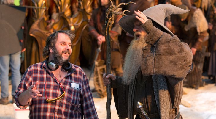 Peter Jackson e Ian McKellen en el rodaje de "El Hobbit"