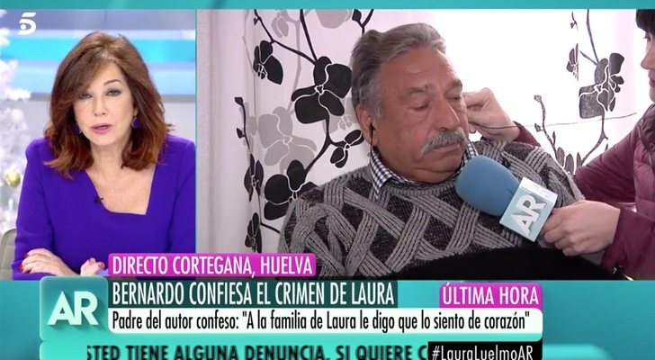 Ana Rosa Quintana entrevistando al padre de Bernardo Montoya