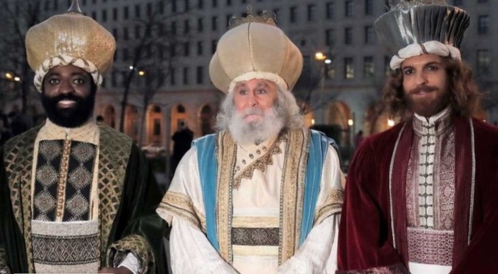 Los tres Reyes Magos en la cabalgata de Madrid
