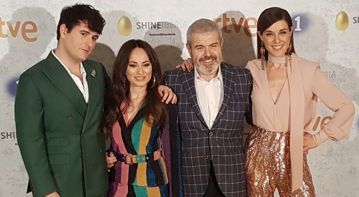 Palomo Spain, María Escoté, Lorenzo Caprile y Raquel Sánchez Silva, jurado y presentadora de 'Maestros de la costura 2'