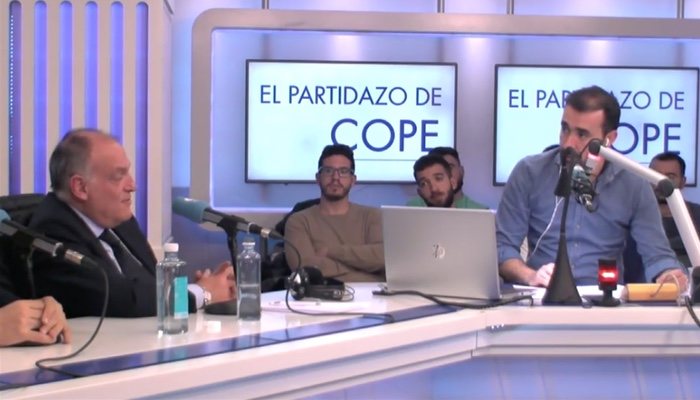 Javier Tebas y Juanma Castaño en la Cadena COPE