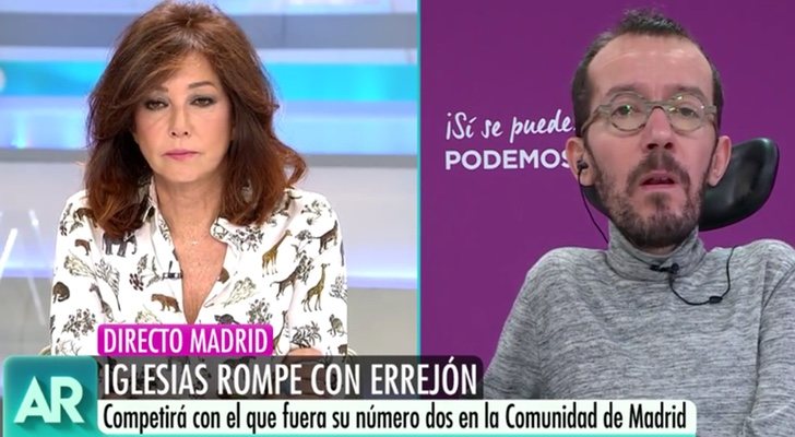Ana Rosa Quintana y Pablo Echenique durante la entrevista
