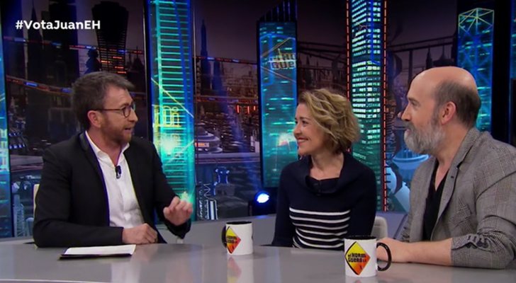 Pablo Motos, María Pujalte y Javier Cámara en 'El hormiguero'