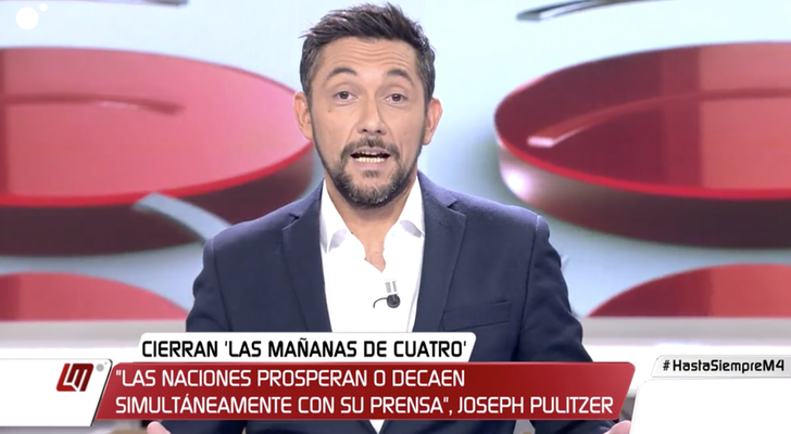 Javier Ruiz en el final de 'Las mañanas de Cuatro'