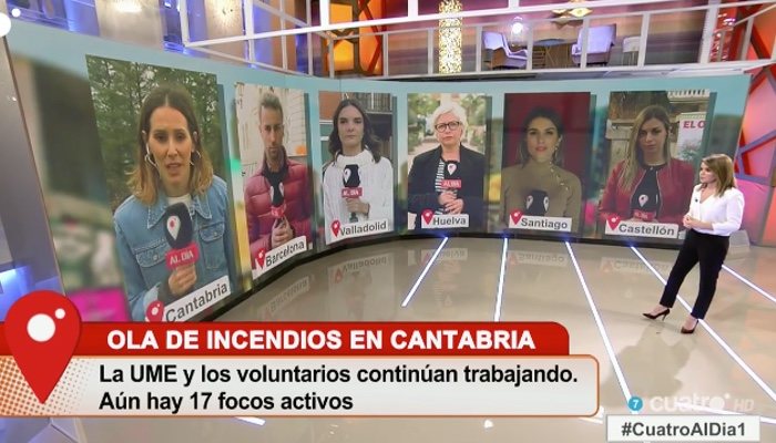 Carme Chaparro desde el plató de 'Cuatro al día'