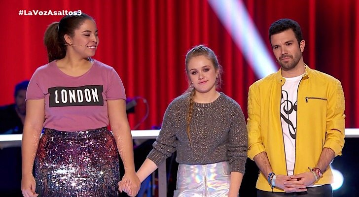 Mar Valdés, Lorena y Sergio Jiménez en 'La Voz'