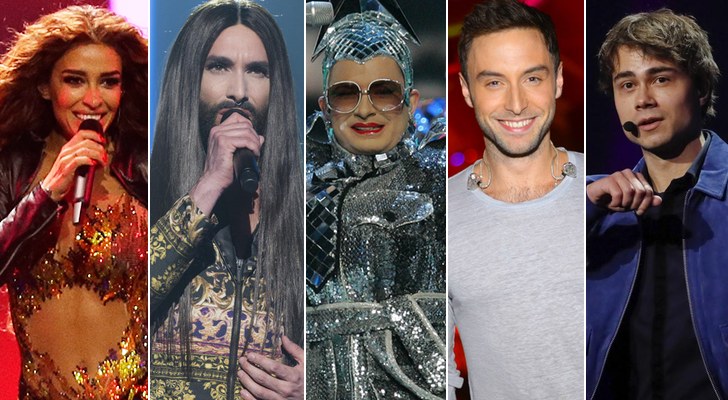 Eleni Foureira, Conchita Wurst, Verka Serduchka, Måns y Alexander Rybak