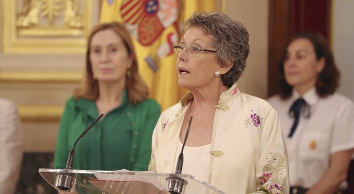 Rosa María Mateo, en su toma de posesión como administradora de RTVE en julio de 2018