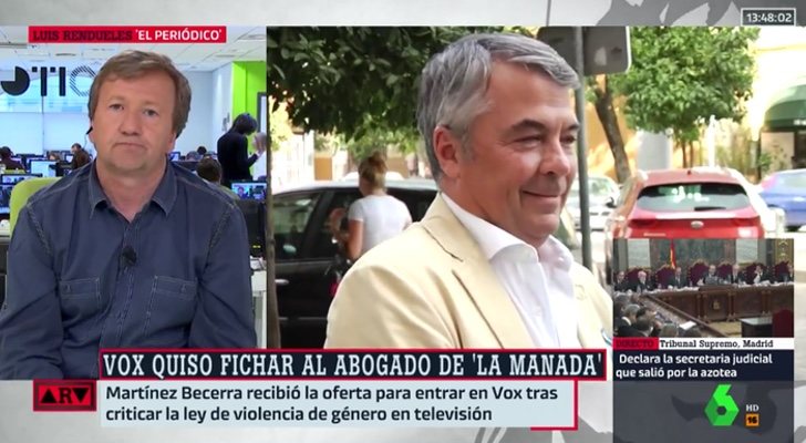 El periodista Luis Rendueles en una conexión con &#39;Al rojo vivo&#39;