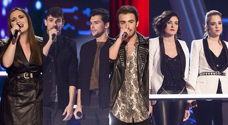 Marina, el dúo Ángel y Leo, Álvaro y dos de Les Fourchettes, concursantes eliminados de 'La Voz'