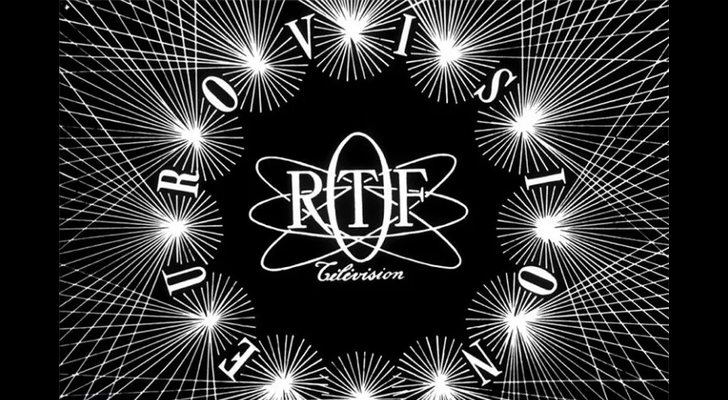 El primer logotipo de UER, personalizado por RTF en Francia (1959)