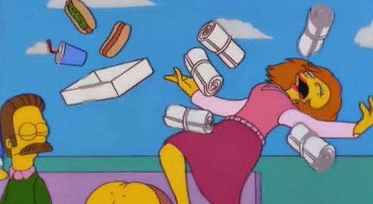 Momento en el que Maude Flanders muere en 'Los Simpson'