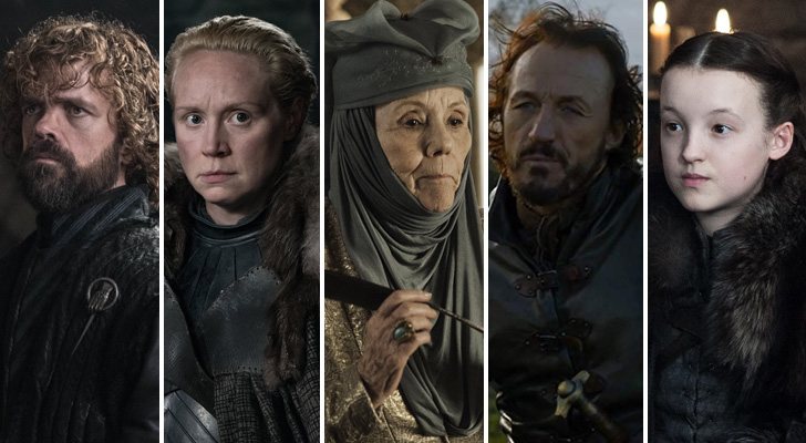 Tyrion, Brienne, Olenna, Bronn y Lyanna Mormont en 'Juego de Tronos'