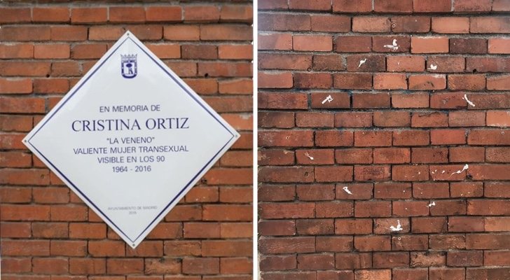 La placa en homenaje a Cristina Ortiz, La Veneno