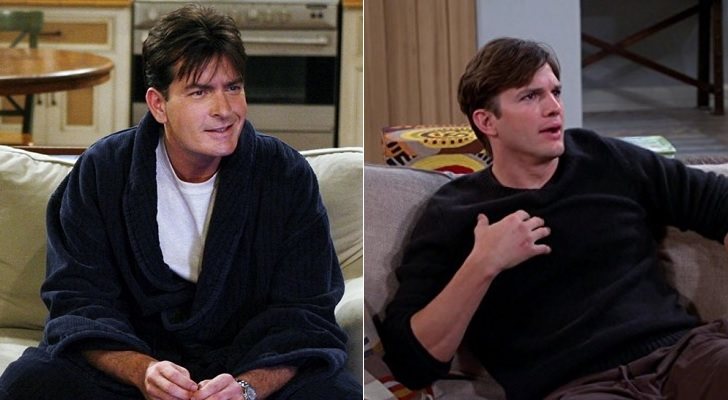 Charlie Sheen (izq.) y Ashton Kutcher (der.) en 'Dos hombres y medio'