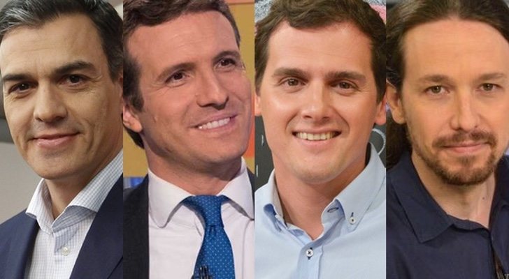 Pedro Sánchez, Pablo Casado, Albert Rivera y Pablo Iglesias