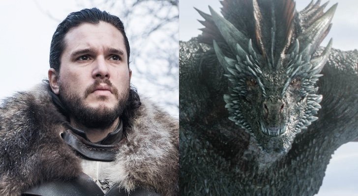 Kit Harington como Jon Nieve y uno de los dragones en 'Juego de Tronos'