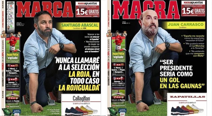 La portada real con Santiago Abascal y la parodia de 'Vota Juan'