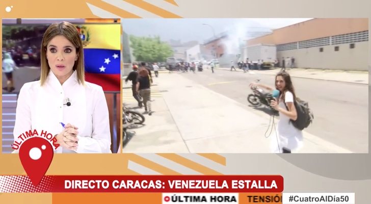 Una periodista de &#39;Cuatro al día&#39; se juega la vida en directo