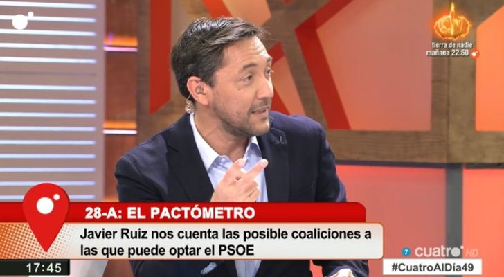 Javier Ruiz, en un especial de Cuatro sobre las elecciones del 28 de abril